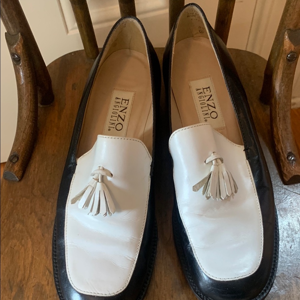 Enzo Angiolini Black and White Women’s Leather Loafers